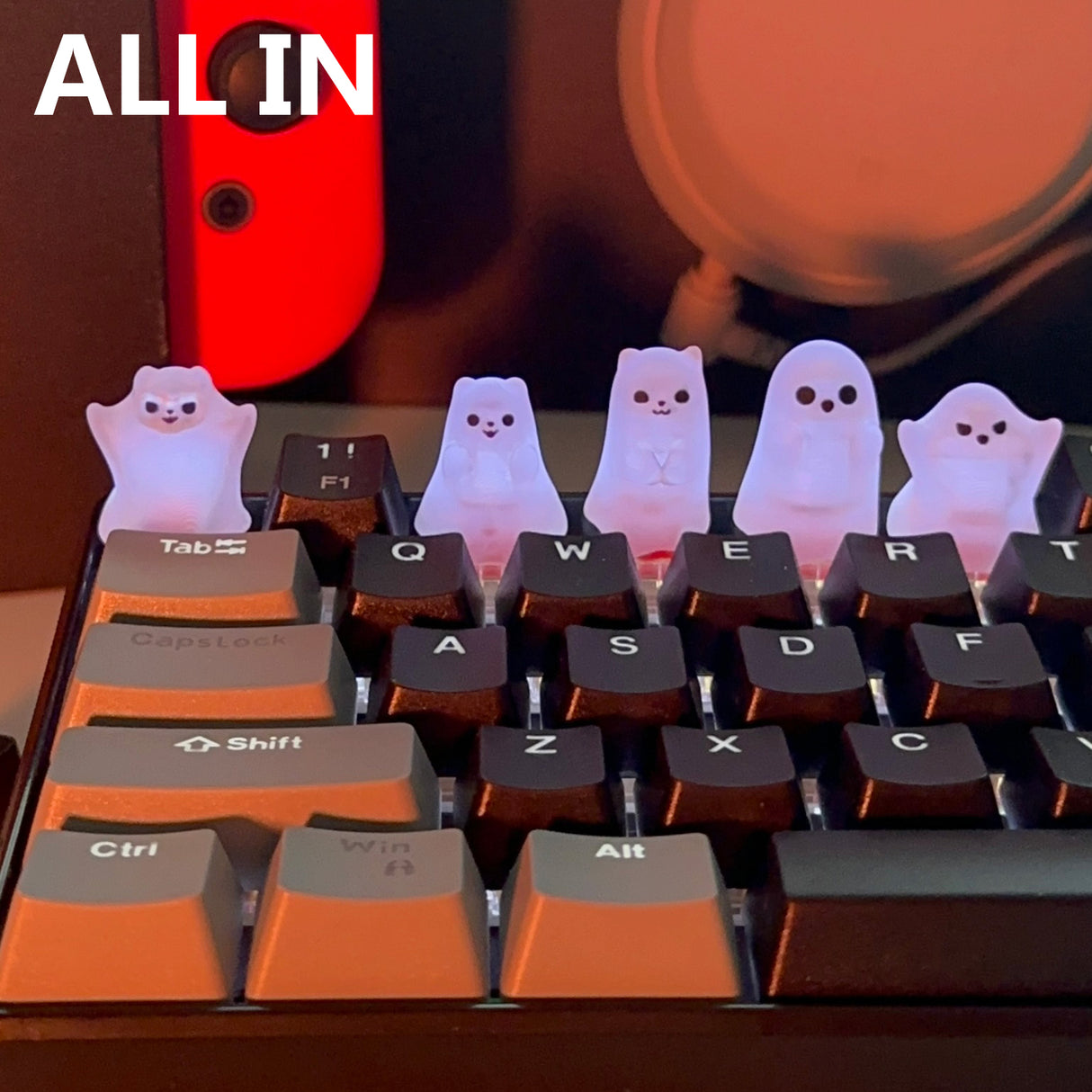 YUNZII Light Transmission Little Ghost Artisan Keycap