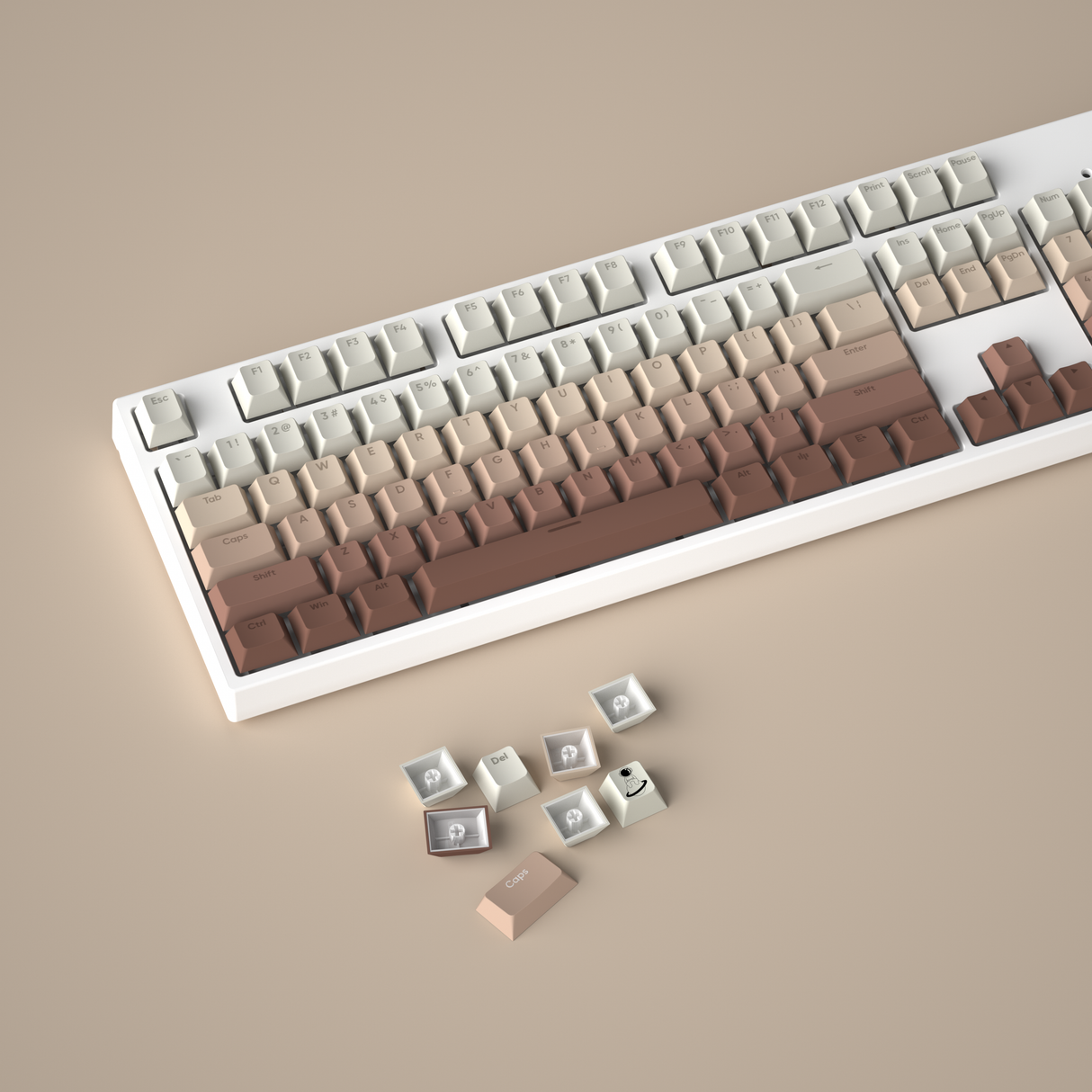 YUNZII Double Shot Gradient Keycap Set (127 Keys)- Coffee Brown