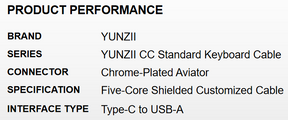 YUNZII CC Standard Custom Aviator USB Cable- Silver