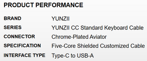 YUNZII CC Standard Custom Aviator USB Cable- Black