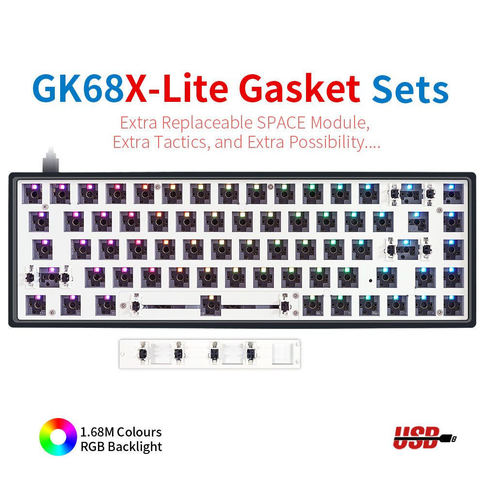 YUNZII GK68 Lite-Gasket Keyboard Kit With ABS Keyboard Case