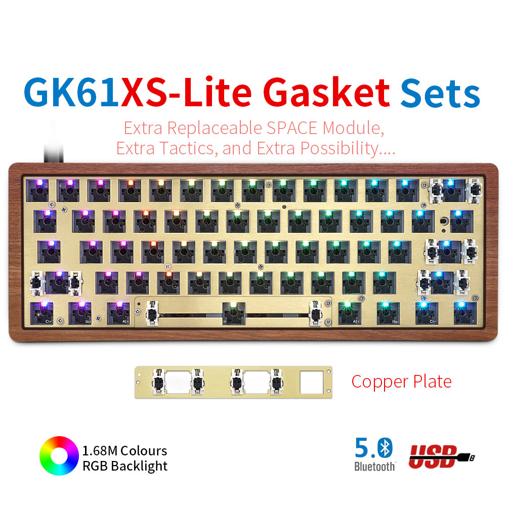 YUNZII SKYLOONG GK61 / GK68 Lite-Gasket Keyboard Kit With Wooden Keyboard Case