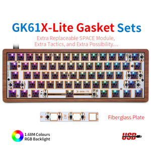 YUNZII SKYLOONG GK61 / GK68 Lite-Gasket Keyboard Kit With Wooden Keyboard Case