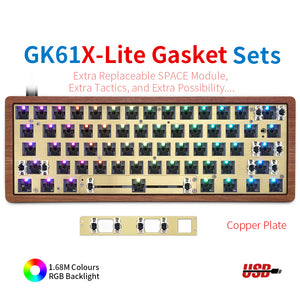 YUNZII SKYLOONG GK61 / GK68 Lite-Gasket Keyboard Kit With Wooden Keyboard Case