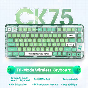 YUNZII x CoolKiller CK75 Wireless Transparent Gasket Mechanical Keyboard-Black Knight