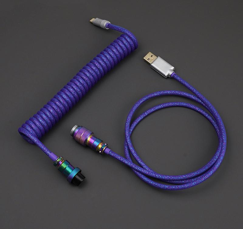 YUNZII Custom Coiled Aviator USB Cable Cord- Cyber Punk