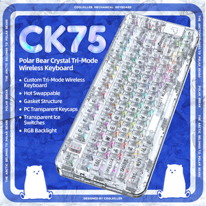 YUNZII x CoolKiller CK75 Wireless Transparent Gasket Mechanical Keyboard-Polar Bear