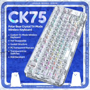 YUNZII x CoolKiller CK75 Wireless Transparent Gasket Mechanical Keyboard-Polar Bear
