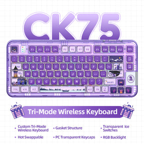 YUNZII x CoolKiller CK75 Wireless Transparent Gasket Mechanical Keyboard-Fairy Purple
