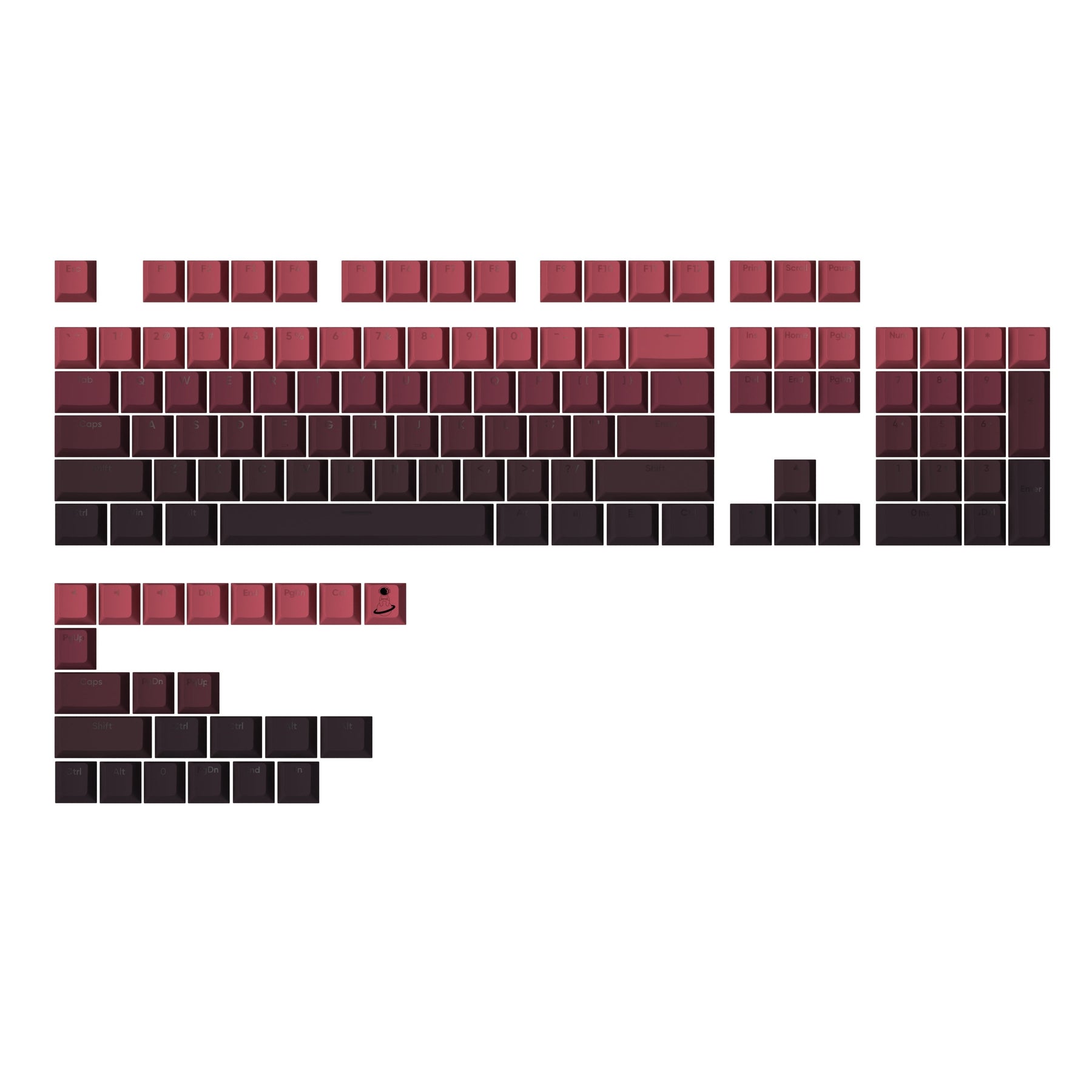 YUNZII Double Shot Gradient Keycap Set (127 Keys)- Black Red