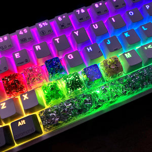 YUNZII Handmade Resin Artisan Keycaps, SA Profile, RGB Translucent Keycap for Gaming Mechanical Keyboard