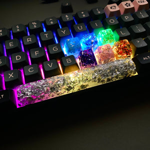 YUNZII Handmade Resin Artisan Keycaps, SA Profile, RGB Translucent Keycap for Gaming Mechanical Keyboard