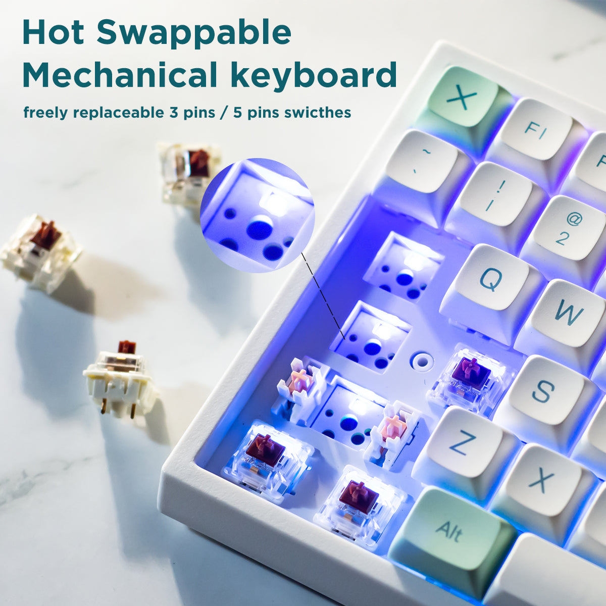 YUNZII YZ84 Wireless Mechanical Keyboard - Mint – YUNZII KEYBOARD