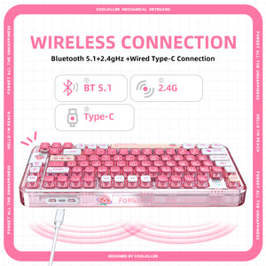 YUNZII x CoolKiller CK75 Wireless Transparent Gasket Mechanical Keyboard-Peach Pink