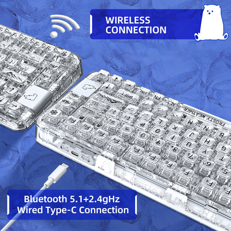 YUNZII x CoolKiller CK75 Wireless Transparent Gasket Mechanical Keyboard-Polar Bear