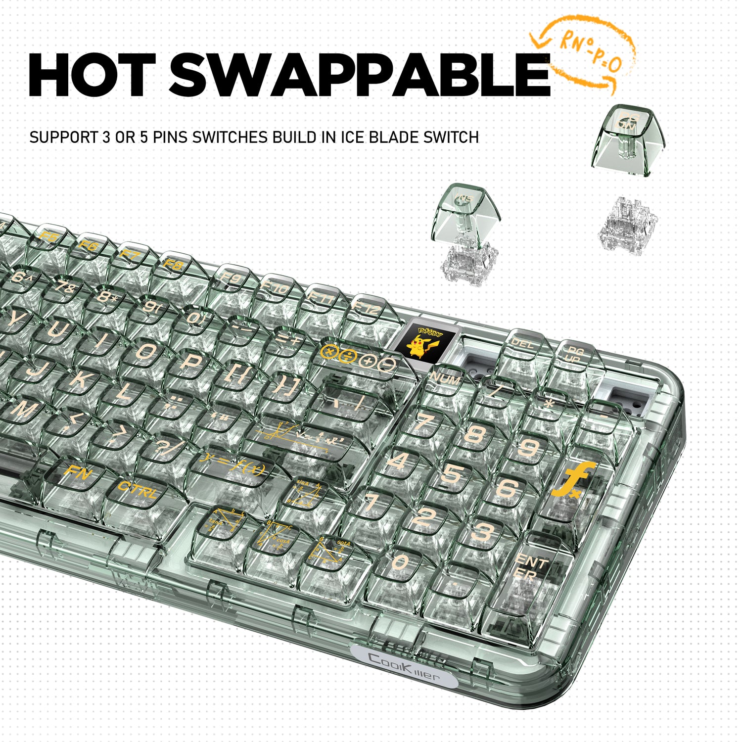 YUNZII CK98 Wireless Hot Swappable OLED Mechanical Keyboard-Math