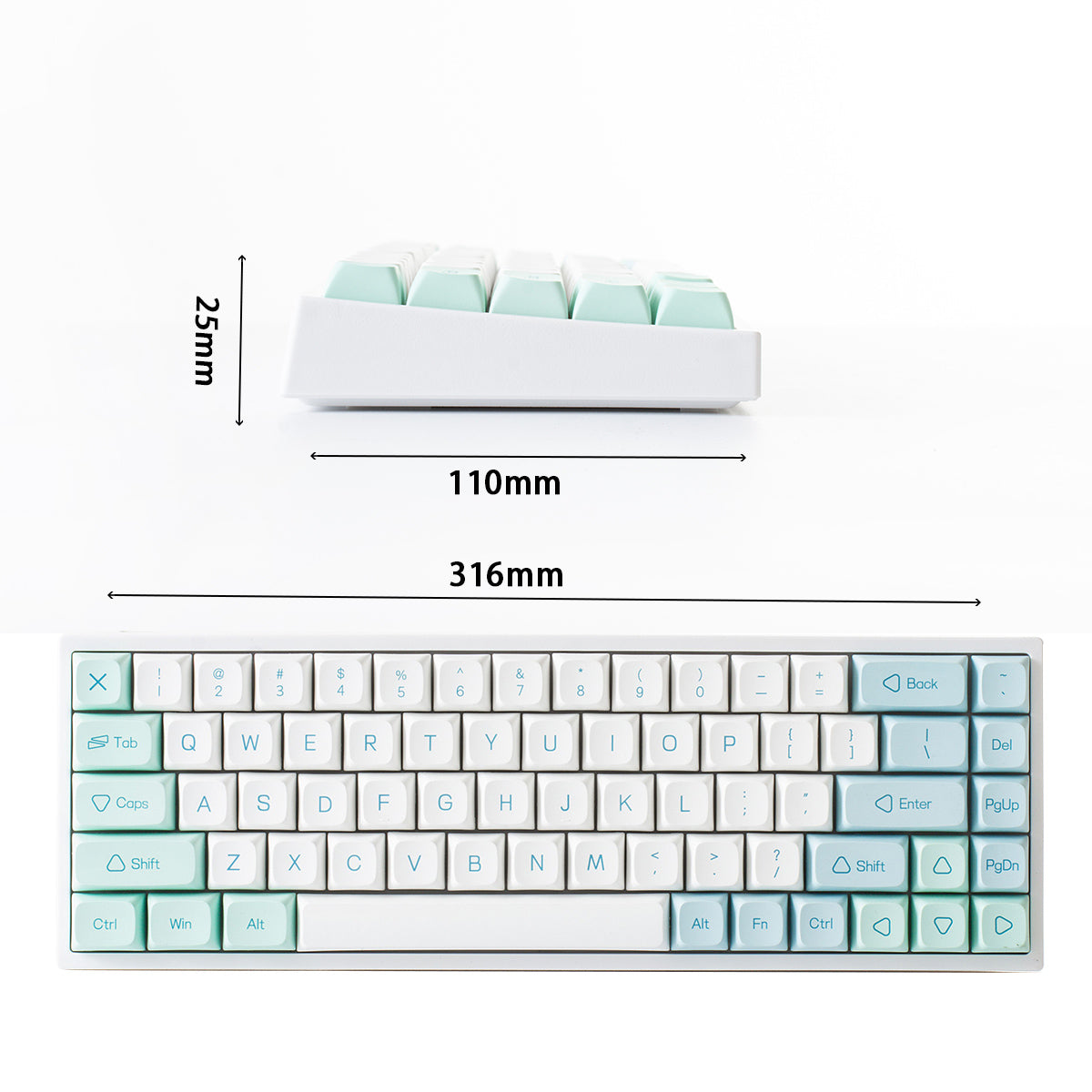 YUNZII HelloGanss ALT71D 71＆68 Keys Wireless Mechanical Keyboard with Cherry MX Switch, Dye Sub PBT keycap, NKRO,USB Type C for Gaming (Cherry MX Bro