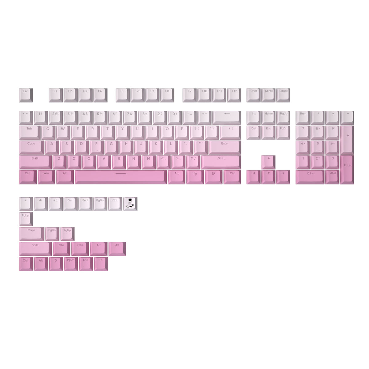 YUNZII Double Shot Gradient Keycap Set (127 Keys)- Sakura Pink