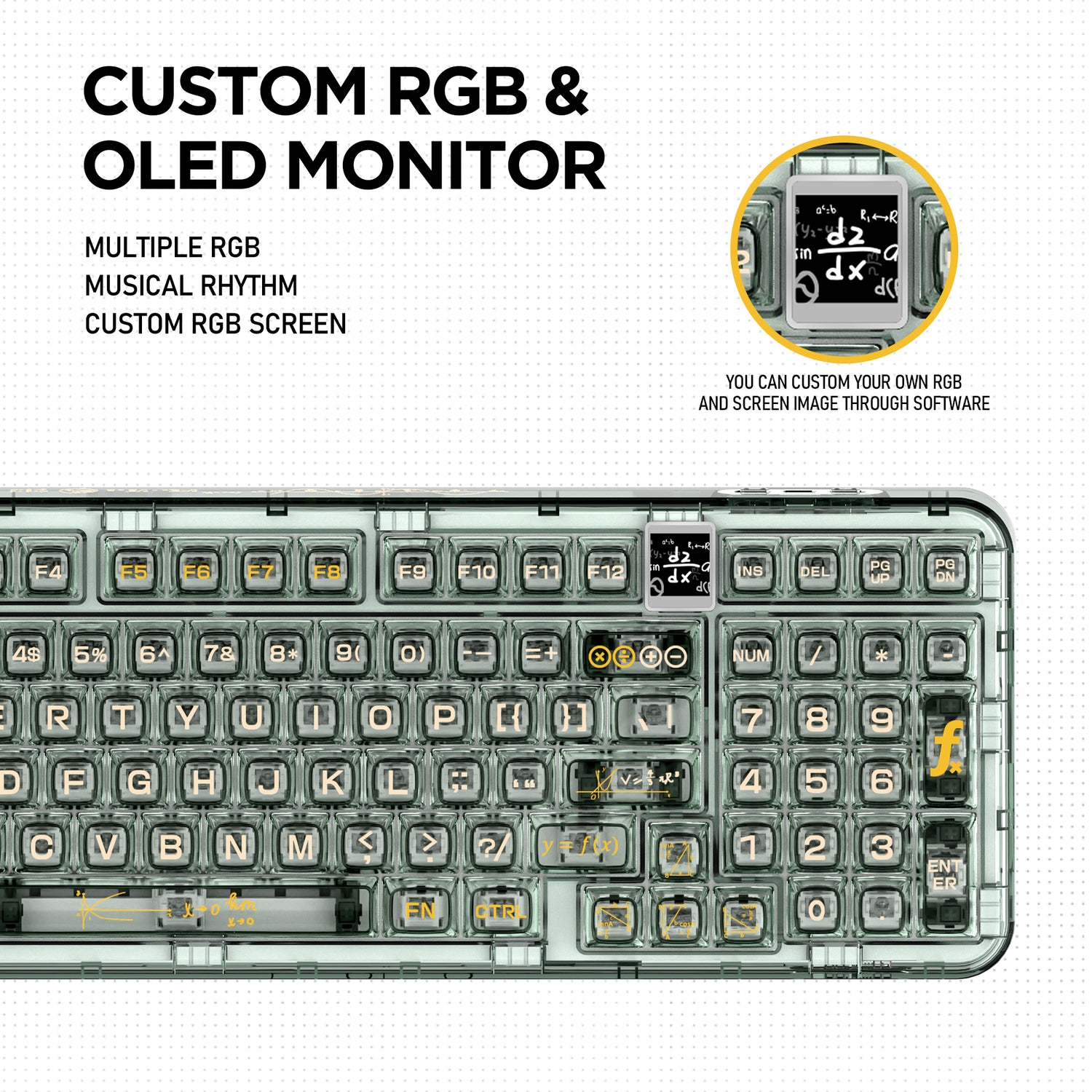 YUNZII CK98 Wireless Hot Swappable OLED Mechanical Keyboard-Math