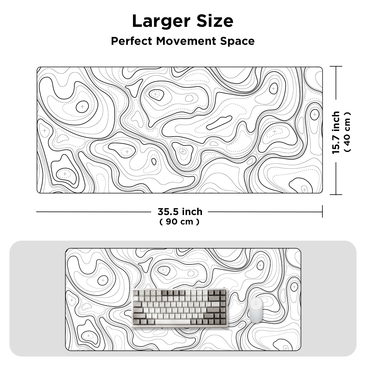 YUNZII Desk Pad Mouse Mat - White Topographic – YUNZII KEYBOARD