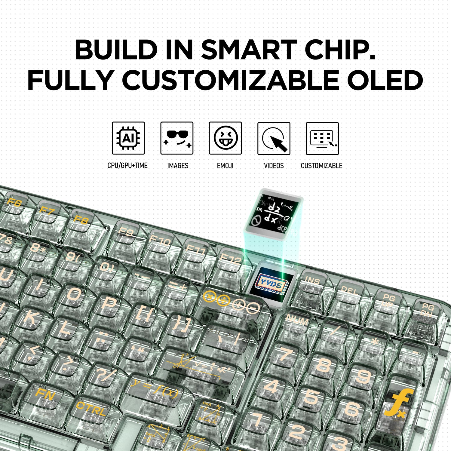 YUNZII CK98 Wireless Hot Swappable OLED Mechanical Keyboard-Math
