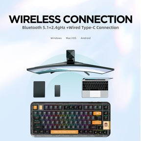 YUNZII x CoolKiller CK75 Wireless Transparent Gasket Mechanical Keyboard-Black Knight