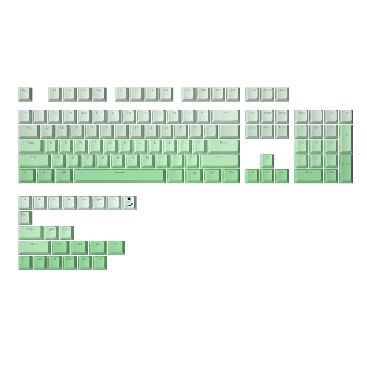 YUNZII Double Shot Gradient Keycap Set (127 Keys)- Spring Green
