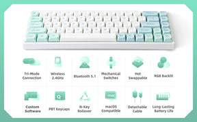 YUNZII YZ68 Mint Wireless Hot Swappable Mechanical Keyboard