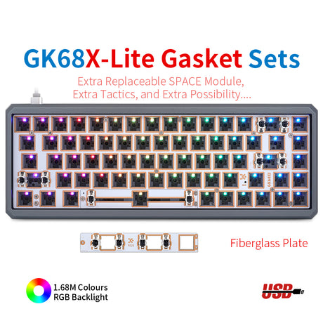 YUNZII GK68 Lite-Gasket Keyboard Kit With CNC Aluminum Keyboard Case