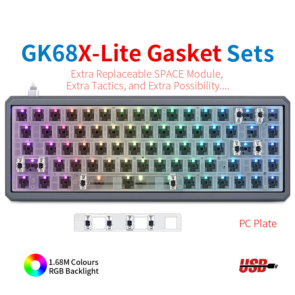 YUNZII GK68 Lite-Gasket Keyboard Kit With CNC Aluminum Keyboard Case