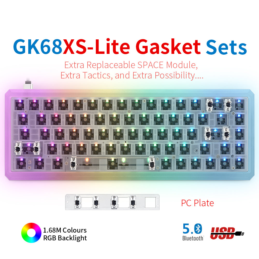 YUNZII GK61 CNC Lite-Gasket Keyboard Kit With Translucent PC Keyboard Case