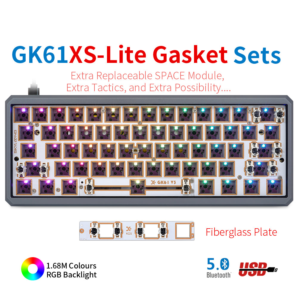 YUNZII GK61 Lite-Gasket Keyboard Kit With CNC Aluminum Keyboard Case