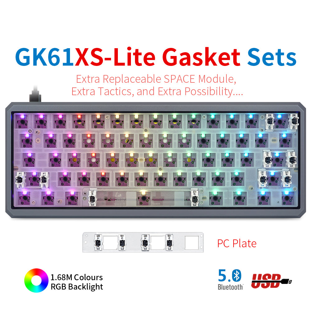 YUNZII GK61 Lite-Gasket Keyboard Kit With CNC Aluminum Keyboard Case