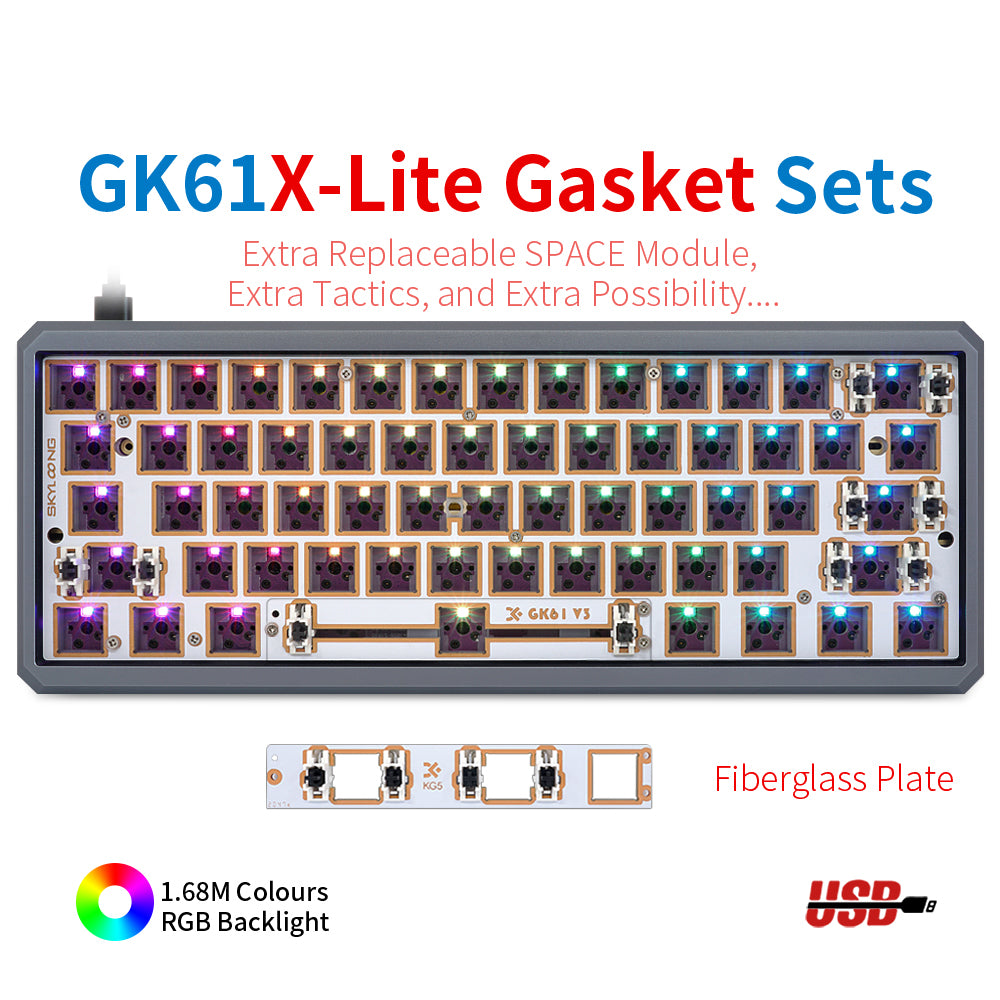 YUNZII GK61 Lite-Gasket Keyboard Kit With CNC Aluminum Keyboard Case