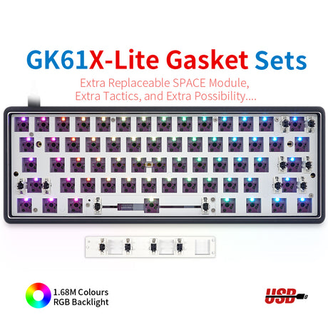 YUNZII GK61 Lite-Gasket Keyboard Kit With DRUM Aluminum Keyboard Case