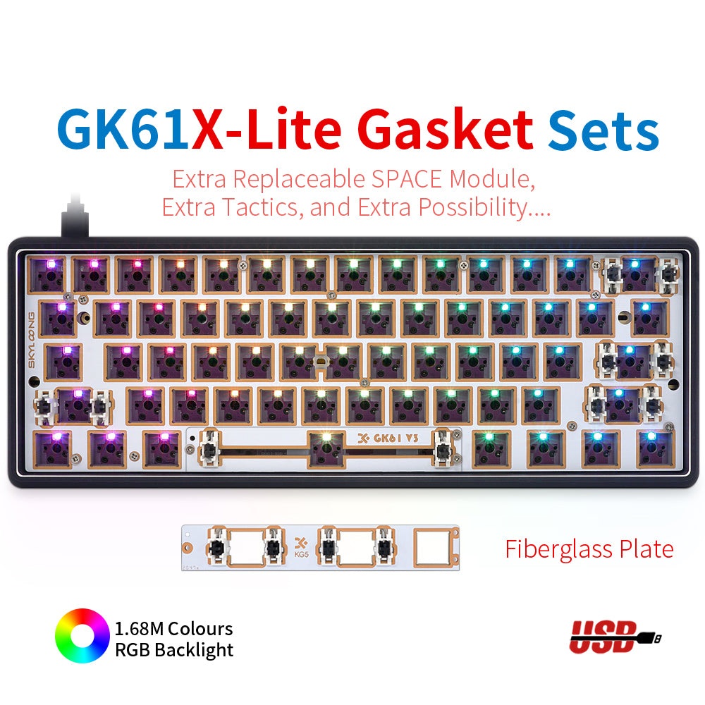 YUNZII GK61 Lite-Gasket Keyboard Kit With DRUM Aluminum Keyboard Case