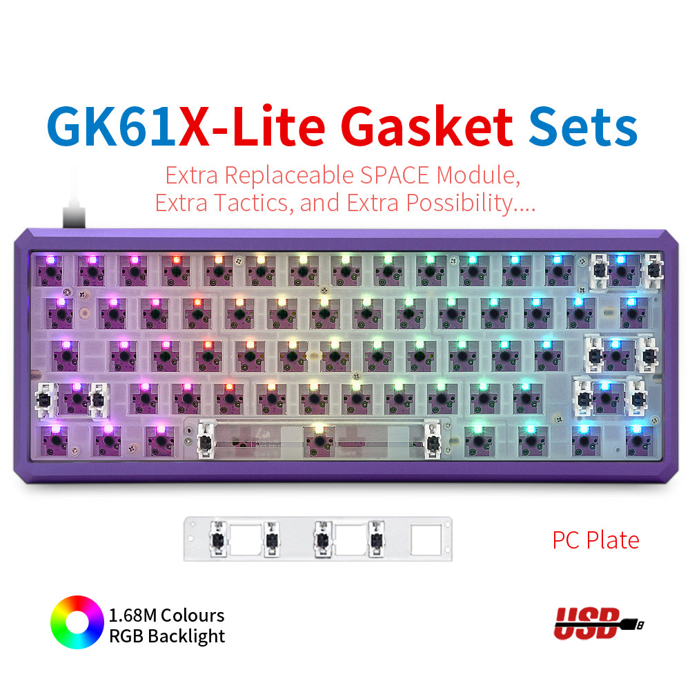 YUNZII GK61 Lite-Gasket Keyboard Kit With CNC Aluminum Keyboard Case
