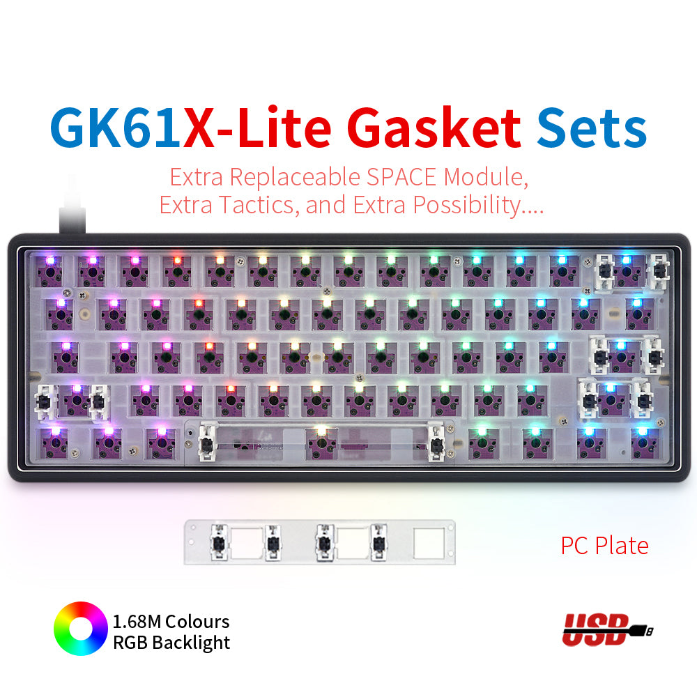 YUNZII GK61 Lite-Gasket Keyboard Kit With DRUM Aluminum Keyboard Case