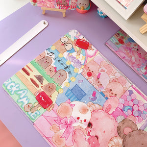 YUNZII PU  Desk Pad Mouse Mat - Bear Friends