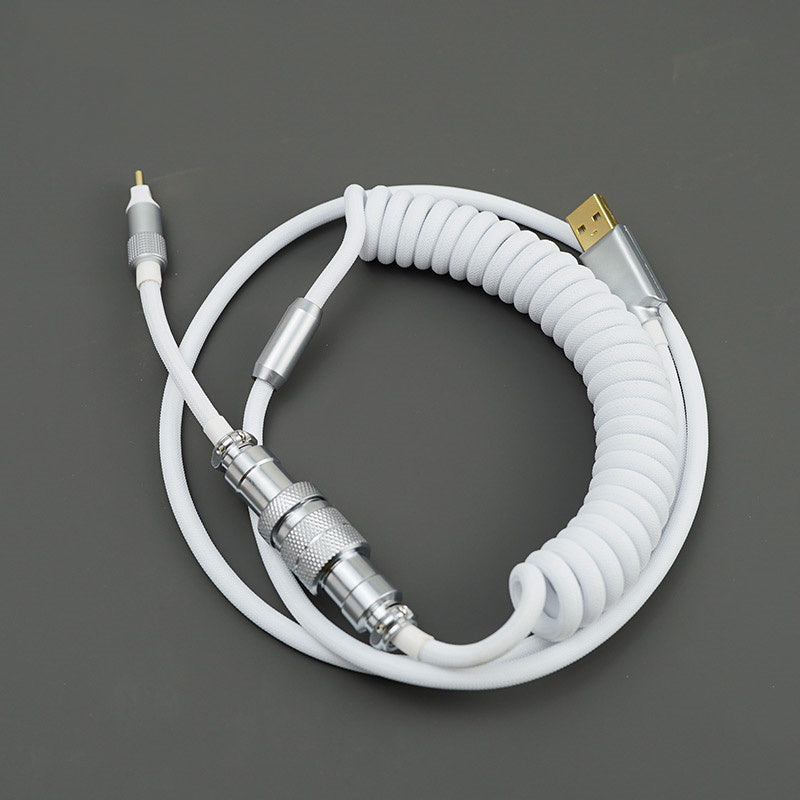 YUNZII Custom Coiled Aviator USB Cable -Silver White