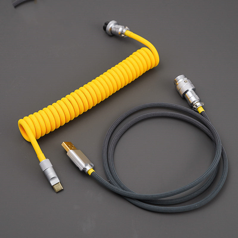 YUNZII Custom Coiled Aviator USB Cable -Yellow Grey