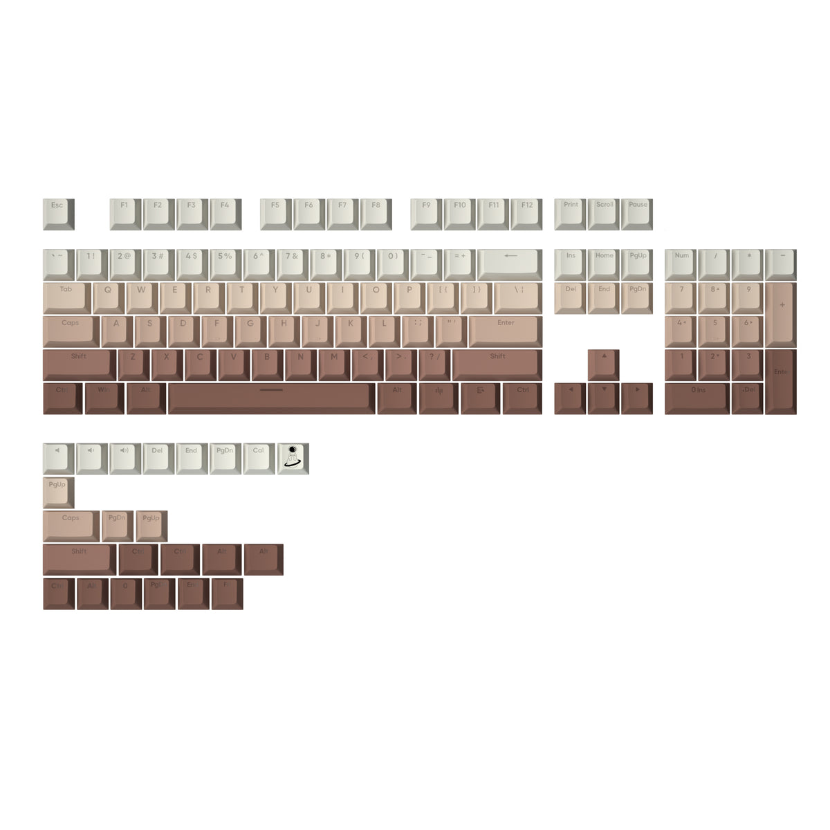 YUNZII Double Shot Gradient Keycap Set (127 Keys)- Coffee Brown