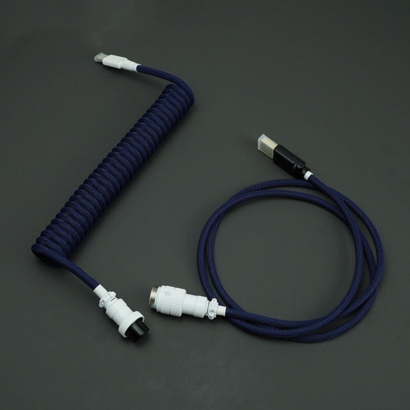 YUNZII Custom Coiled Aviator USB Cable Cord- Navy Blue